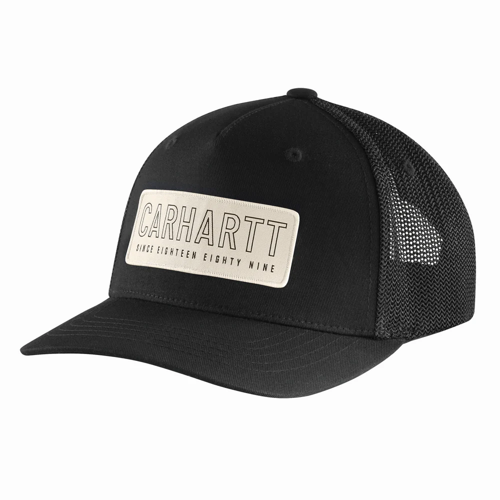 Rugged Flex Canvas Mesh-Back 1889 Patch Cap - N04-Black | Carhartt 106130 - Image 2
