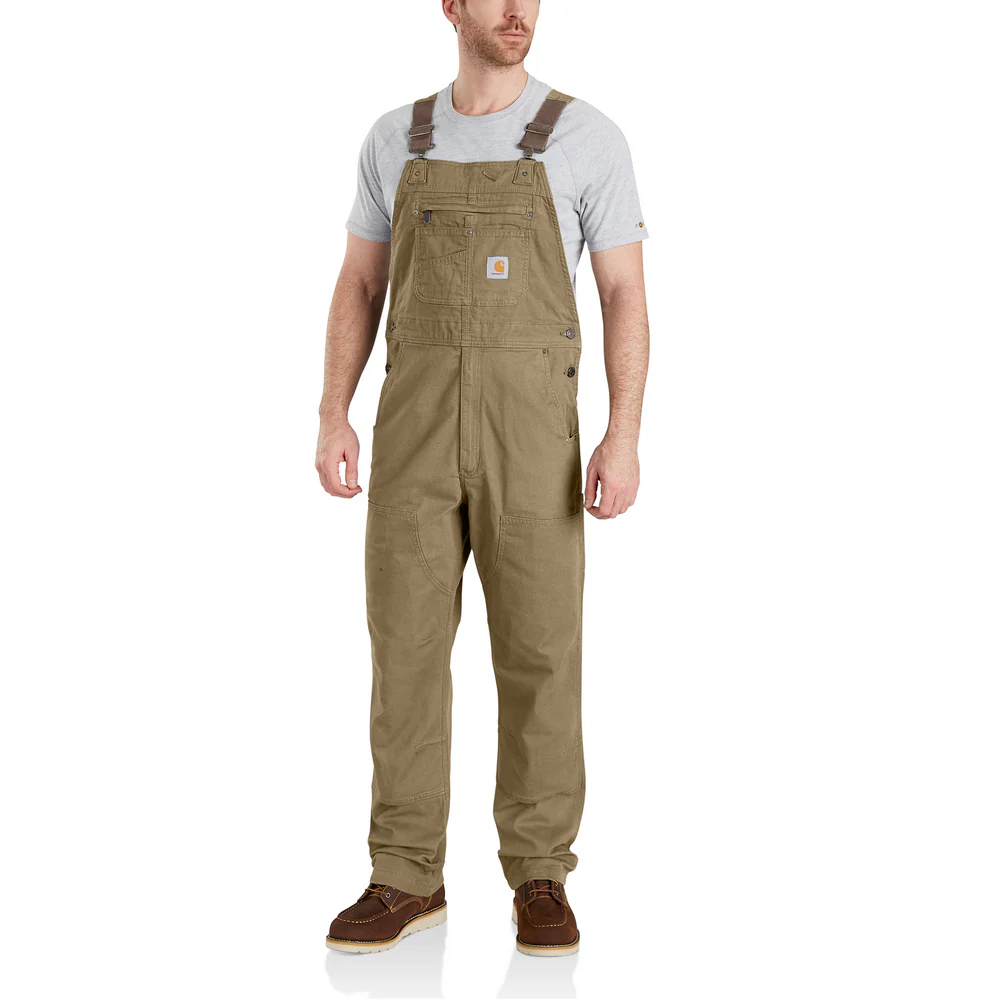 Rugged Flex Canvas Relaxed Fit Bib Overall - DKH-Dark Khaki | Carhartt 102987 - Image 2