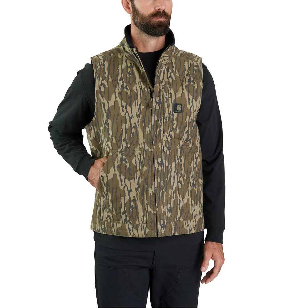 Rugged Flex® Duck Loose Fit Sherpa-Lined Camo Mock-Neck Vest - G47-Mossy Oak Bottomland Camo | Carhartt 106099 - Image 4