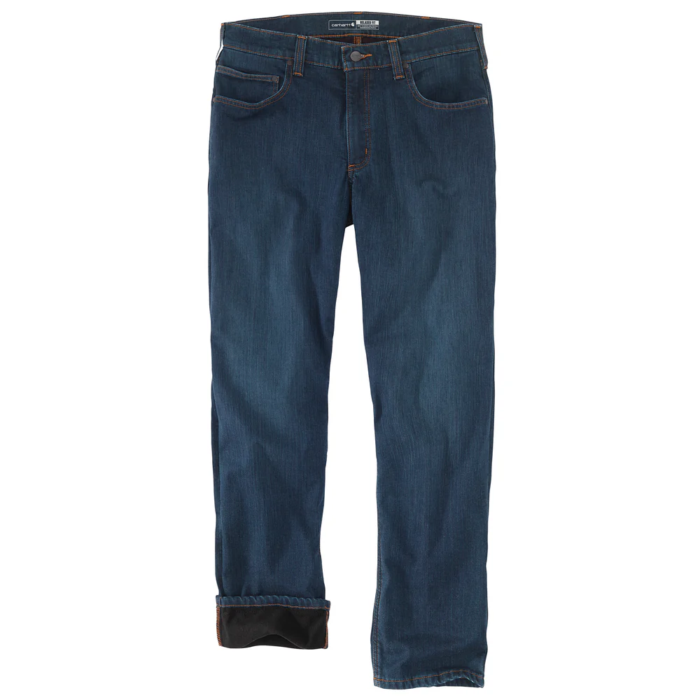 Rugged Flex® Relaxed Fit Fleece-Lined 5-Pocket Jean - H88-Rapids | Carhartt 104939 - Image 2
