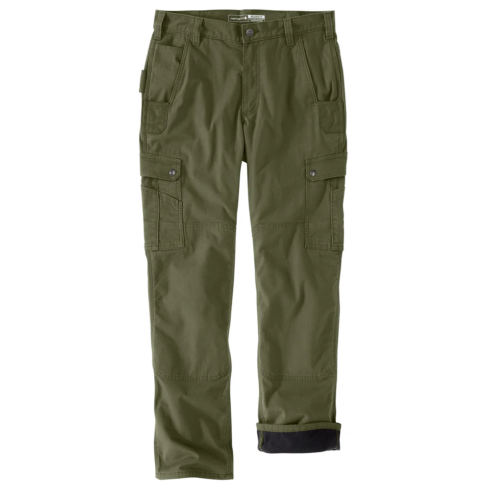 Rugged Flex® Relaxed Fit Ripstop Cargo Fleece-Lined Work Pant - G72-Basil | Carhartt 105491 - Image 2