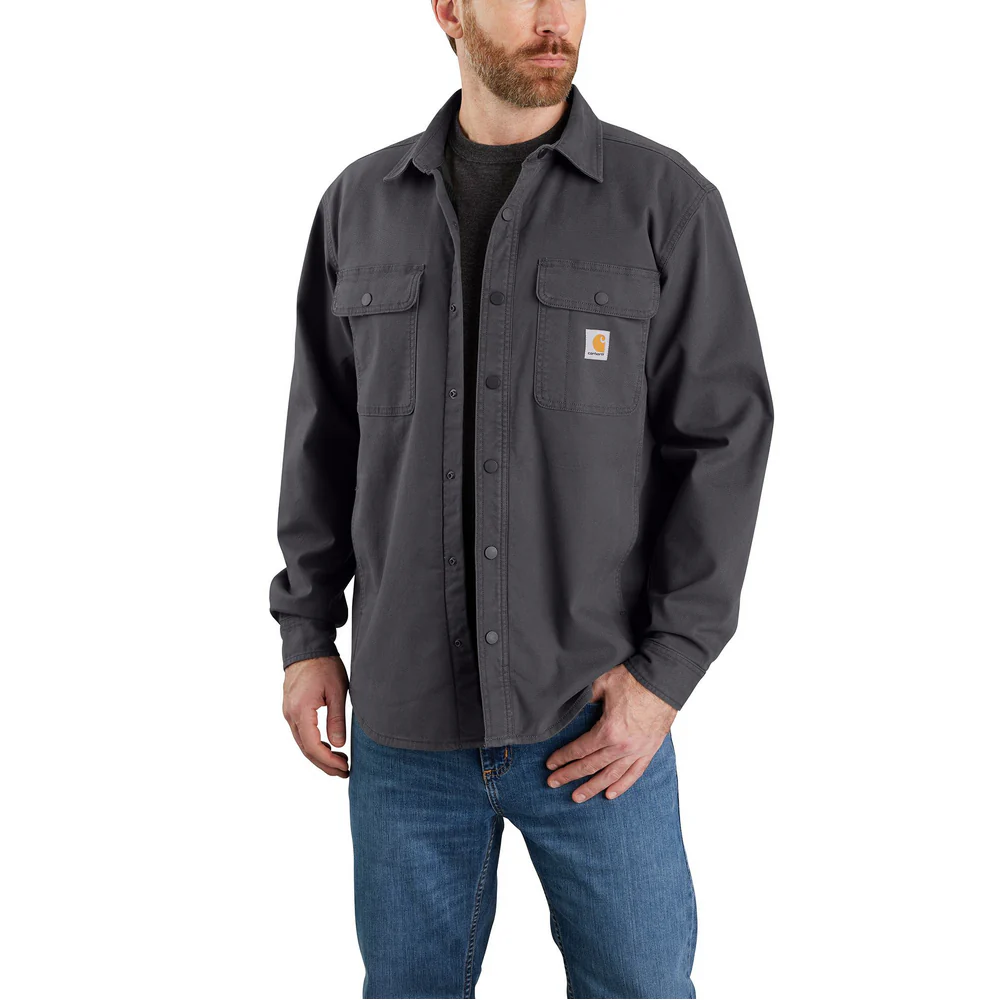 Rugged Flex Relaxed Fit Canvas Fleece-Lined Shirt Jac - 029-Shadow | Carhartt 105419