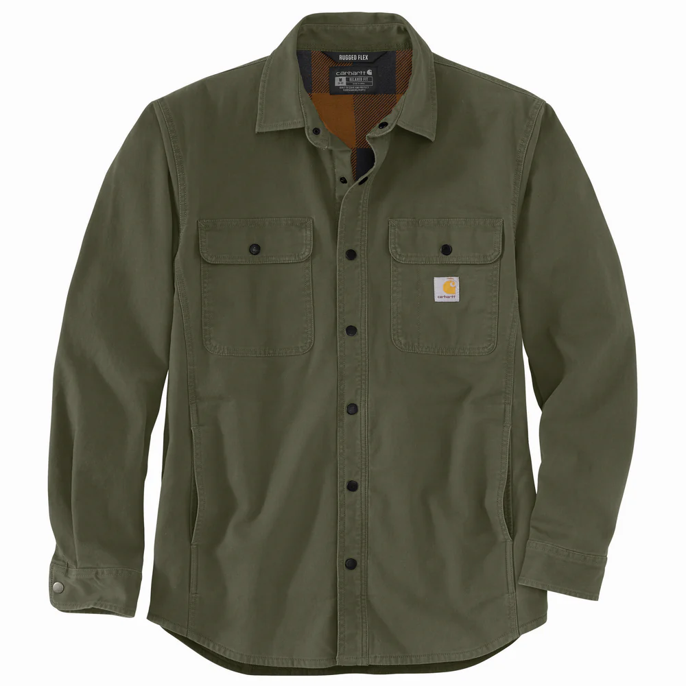 Rugged Flex Relaxed Fit Canvas Fleece-Lined Shirt Jac - G72-Basil | Carhartt 105419