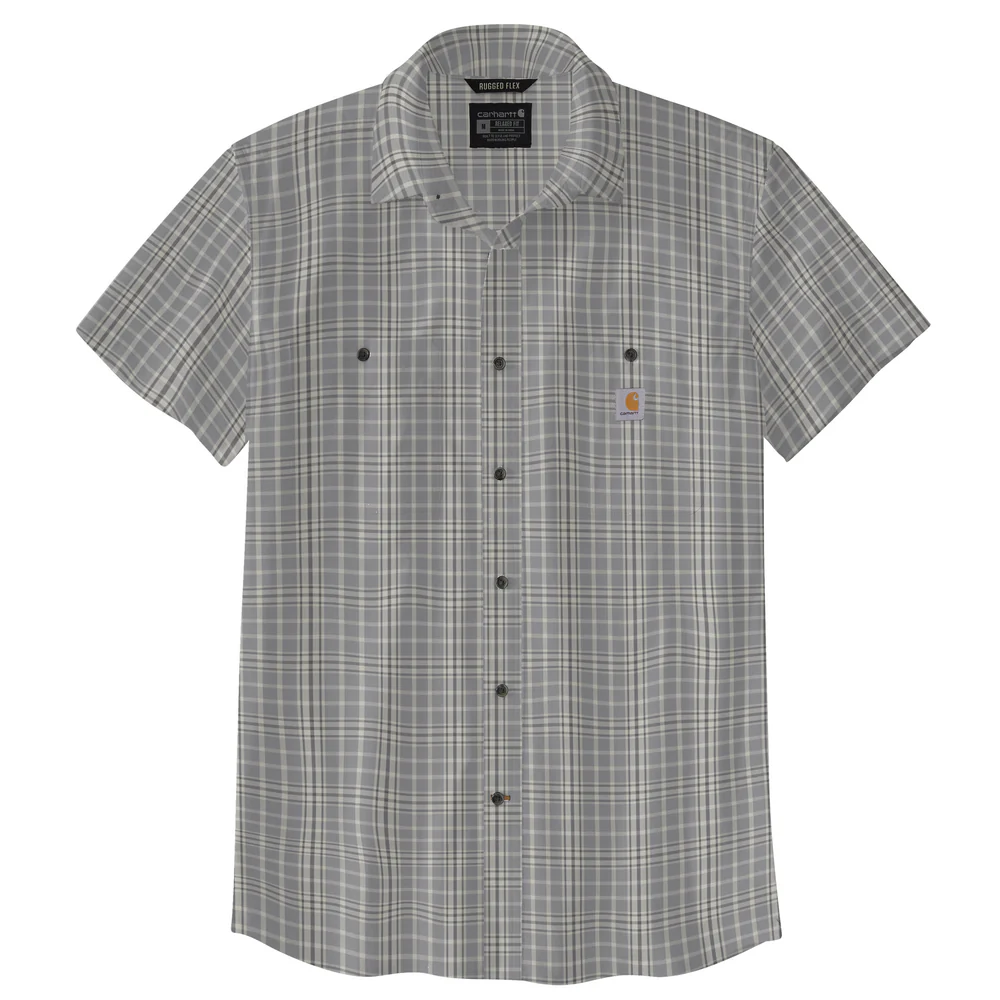 Rugged Flex Relaxed Fit Lightweight Short-Sleeve Plaid Shirt - 076-Carhartt Gray | Carhartt 106745
