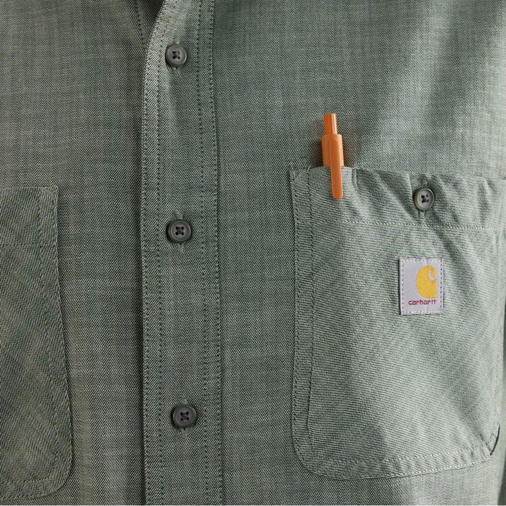Rugged Flex Relaxed Fit Lightweight Short-Sleeve Plaid Shirt - GL0-Forestry Green Cross Weave | Carhartt 106745 - Image 2
