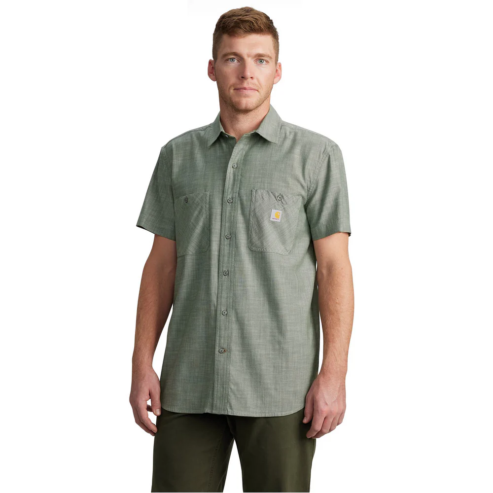 Rugged Flex Relaxed Fit Lightweight Short-Sleeve Plaid Shirt - GL0-Forestry Green Cross Weave | Carhartt 106745 - Image 4
