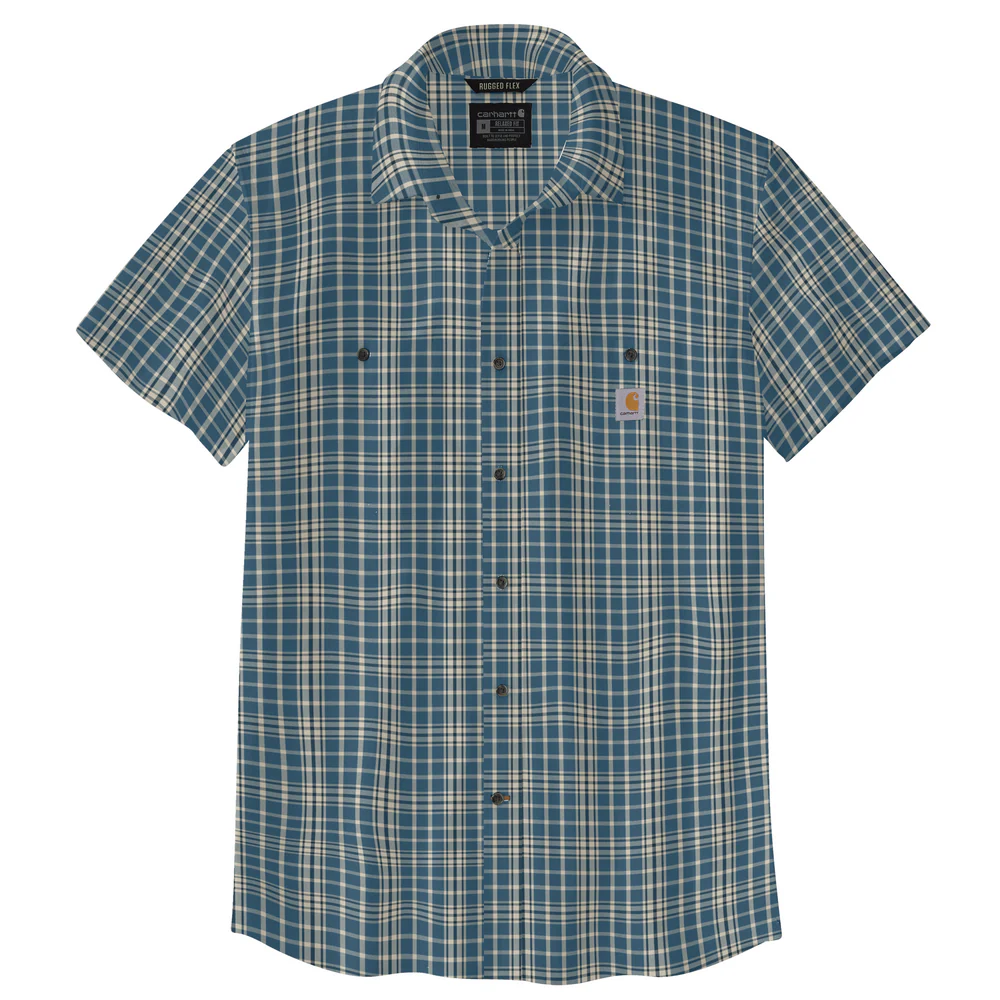 Rugged Flex Relaxed Fit Lightweight Short-Sleeve Plaid Shirt - HK8-Storm Blue | Carhartt 106745