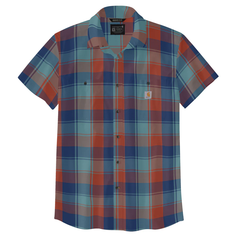Rugged Flex Relaxed Fit Lightweight Short-Sleeve Plaid Shirt - HL2-Deep Ocean | Carhartt 106745