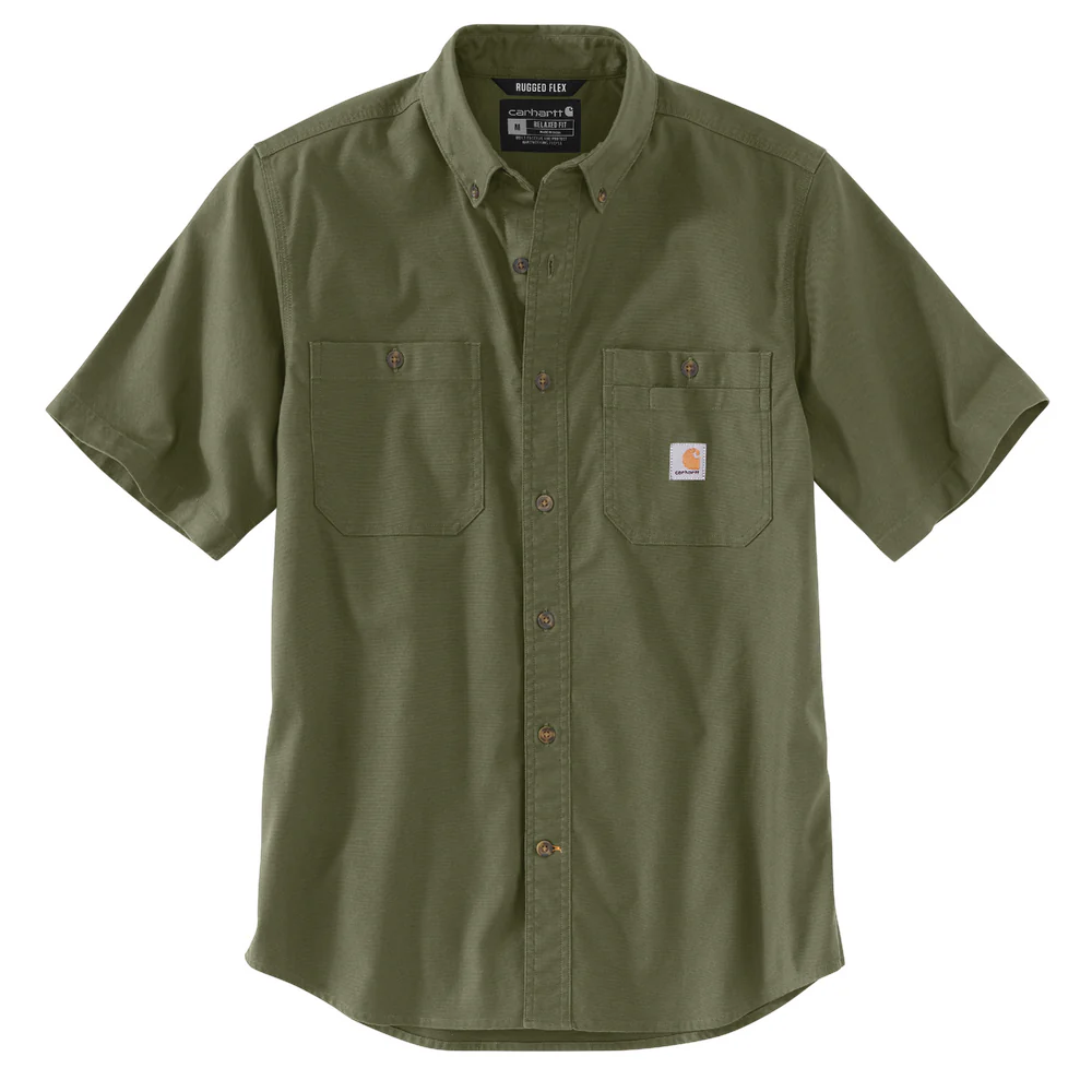 Rugged Flex Relaxed Fit Midweight Canvas Short-Sleeve Shirt - G72-Basil | Carhartt 103555 - Image 2