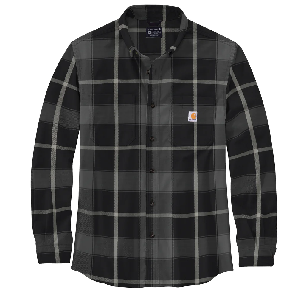 Rugged Flex Relaxed Fit Midweight Flannel Long-Sleeve Plaid Shirt - N04-Black | Carhartt 106352