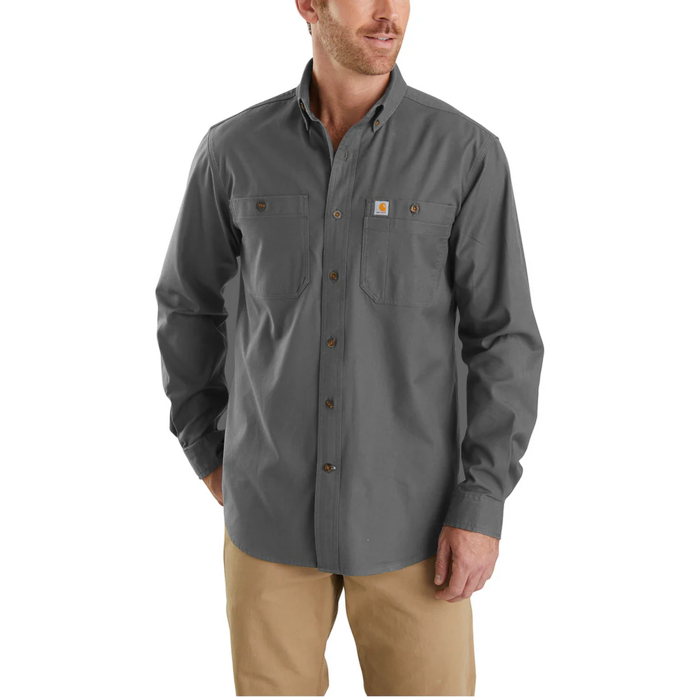 RUGGED FLEX RIGBY LONG SLEEVE WORK SHIRT - 039-Gravel | Carhartt 103554 - Image 2