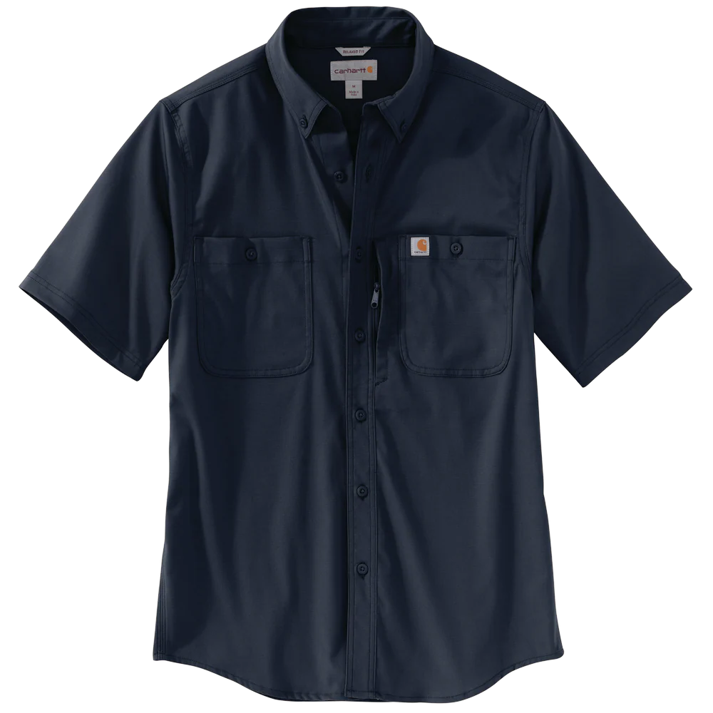 RUGGED PROFESSIONAL™ SERIES Relaxed Fit Canvas Short Sleeve Work Shirt - I26-Navy | Carhartt 106688