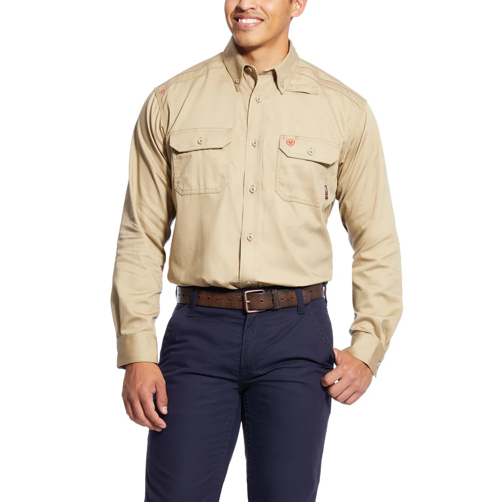 SOLID FR LONG SLEEVE WORK SHIRT - 250-Beige/Khaki | Ariat 10012251