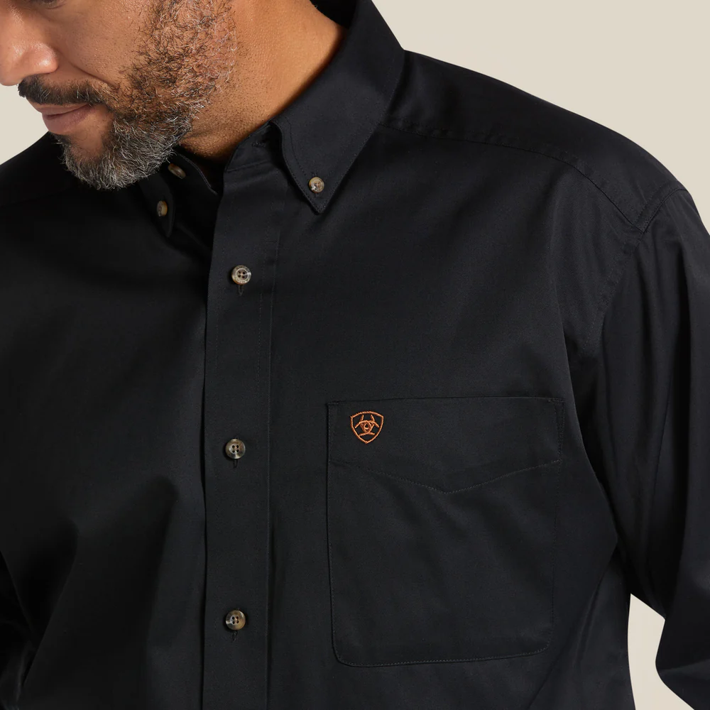 Solid Twill Classic Fit Shirt - 001-Black | Ariat 10000502 - Image 2