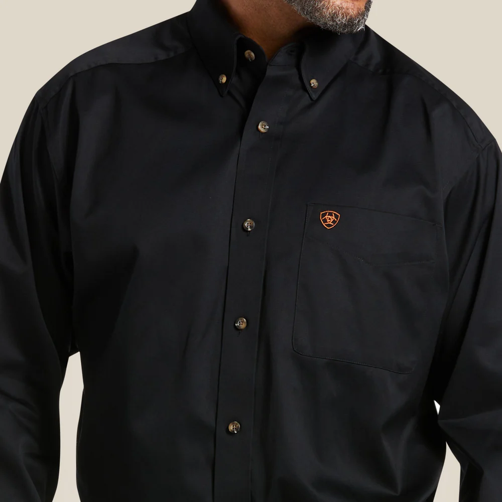 Solid Twill Classic Fit Shirt - 001-Black | Ariat 10000502 - Image 3