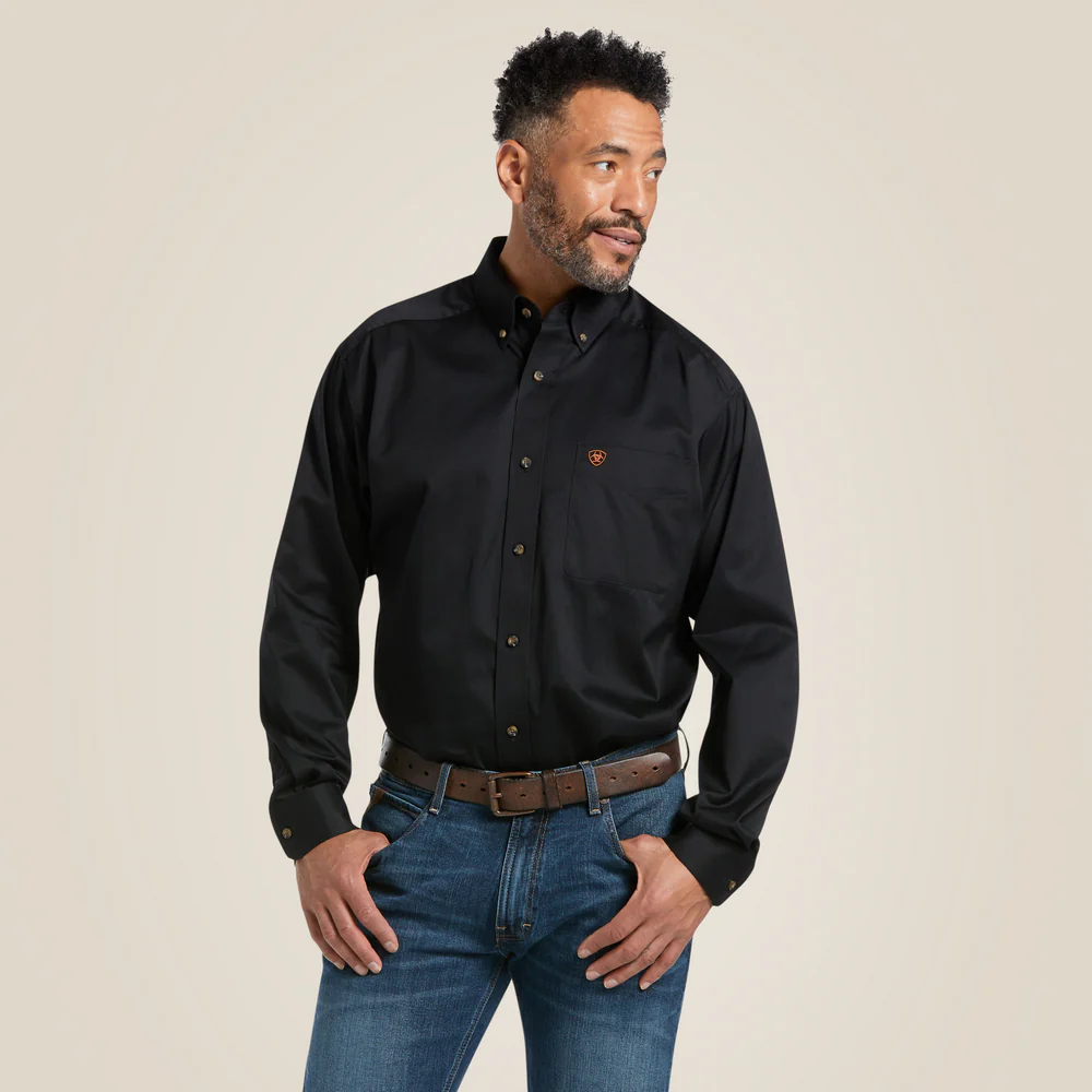 Solid Twill Classic Fit Shirt - 001-Black | Ariat 10000502 - Image 4