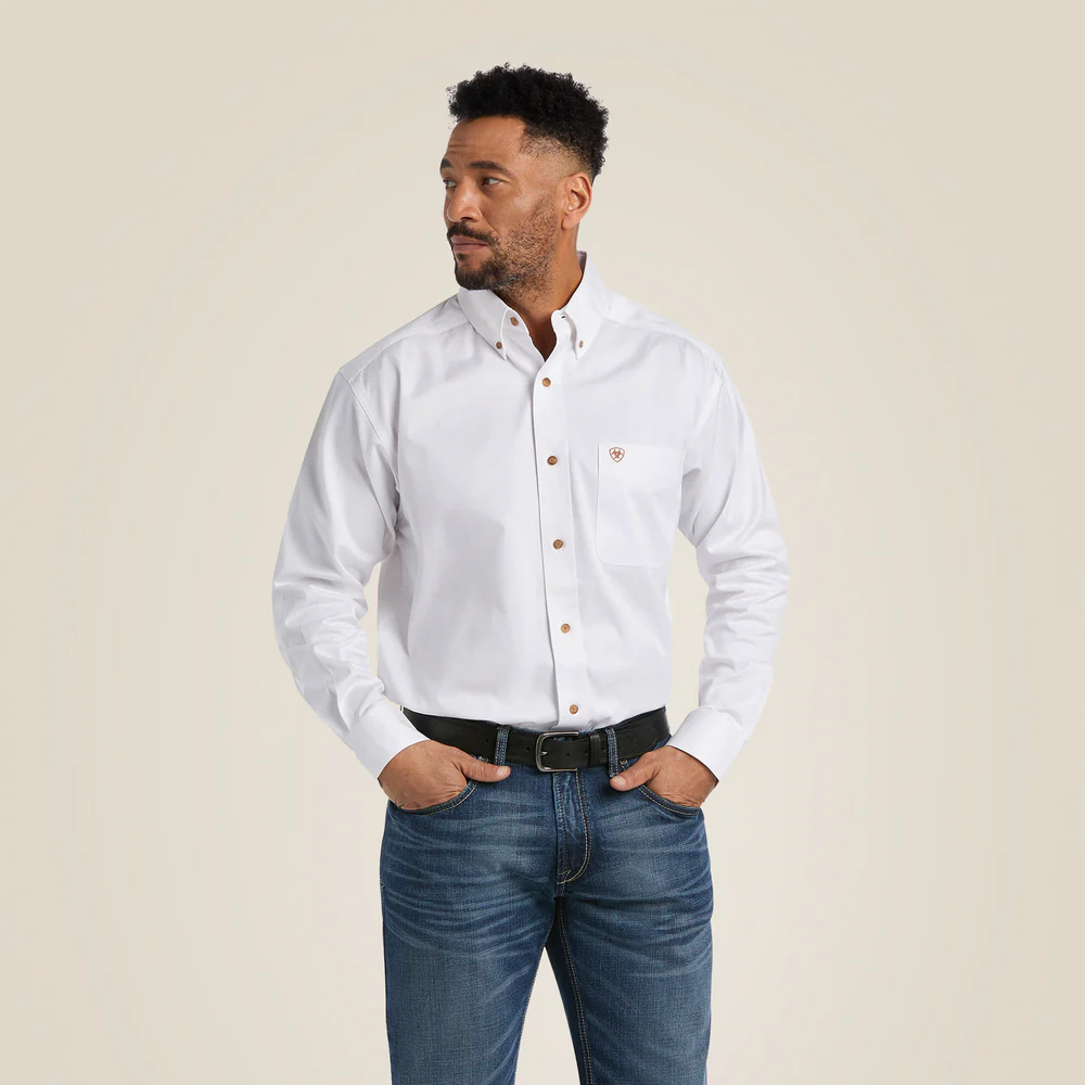 Solid Twill Classic Fit Shirt - 100-White | Ariat 10000503 - Image 3