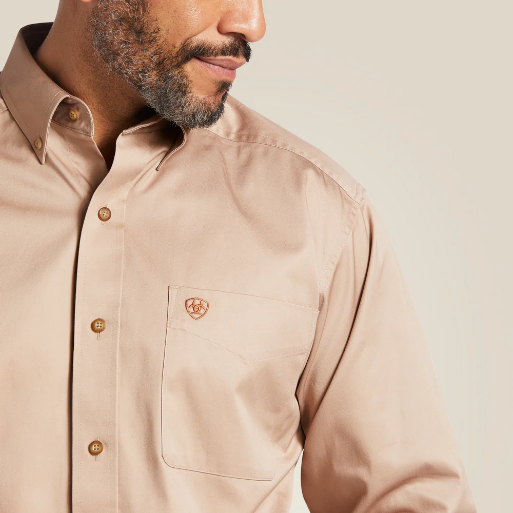 Solid Twill Classic Fit Shirt - 250-Khaki | Ariat 10000505 - Image 2