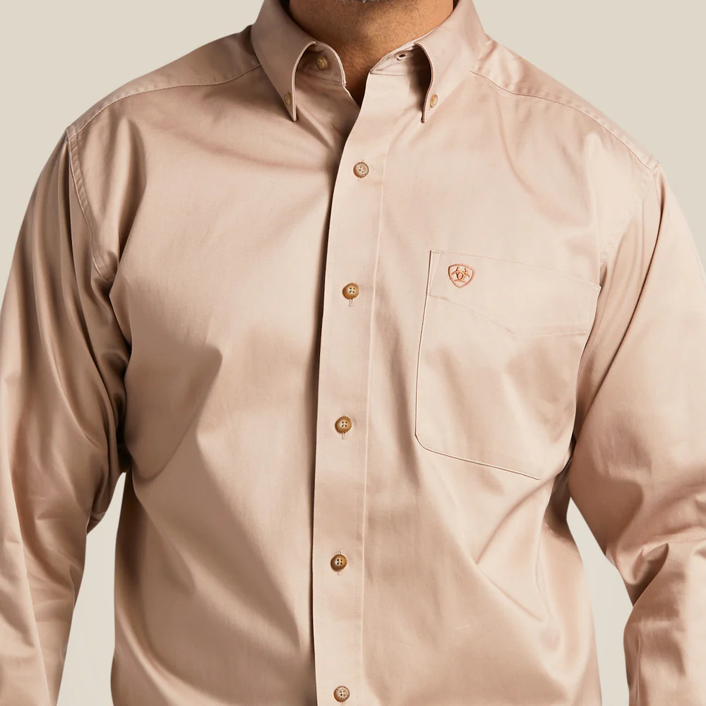 Solid Twill Classic Fit Shirt - 250-Khaki | Ariat 10000505 - Image 3