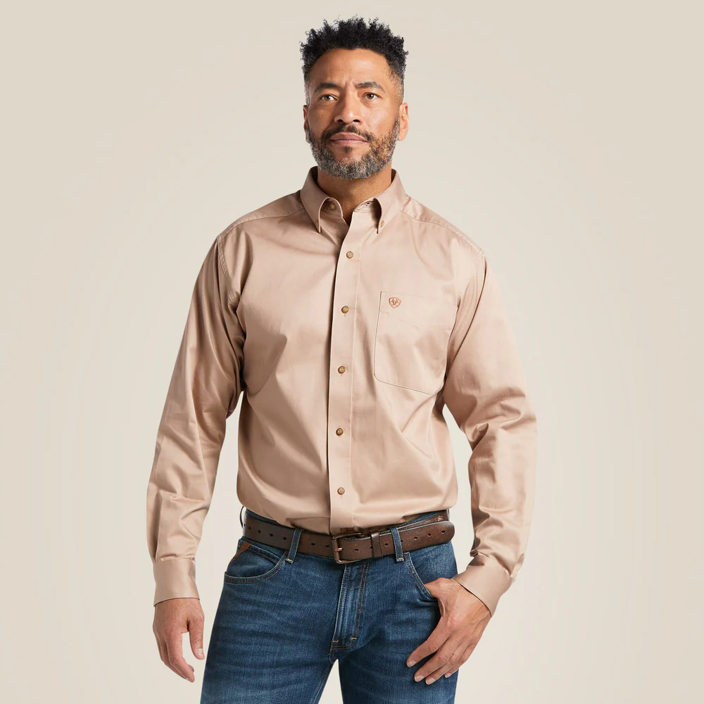 Solid Twill Classic Fit Shirt - 250-Khaki | Ariat 10000505 - Image 4