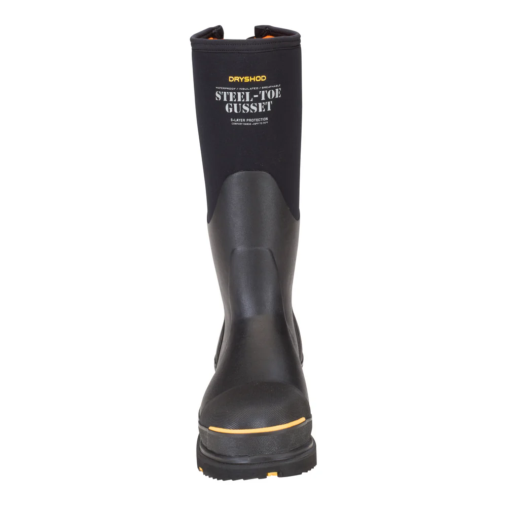 STEEL TOE GUSSET BOOT - BK-Black & Yellow | Dryshod STGUHBK - Image 4