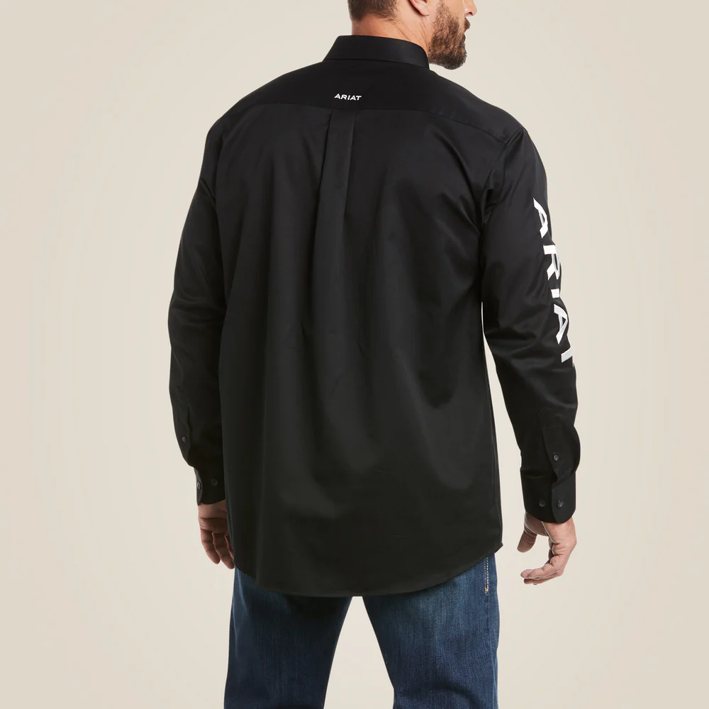 Team Logo Twill Classic Fit Shirt - 001-Black|White | Ariat 10017497