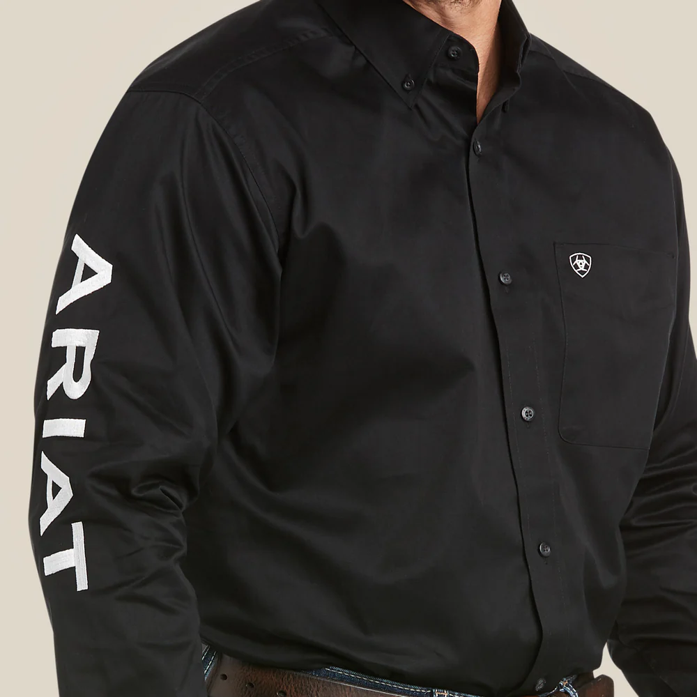 Team Logo Twill Classic Fit Shirt - 001-Black|White | Ariat 10017497 - Image 2
