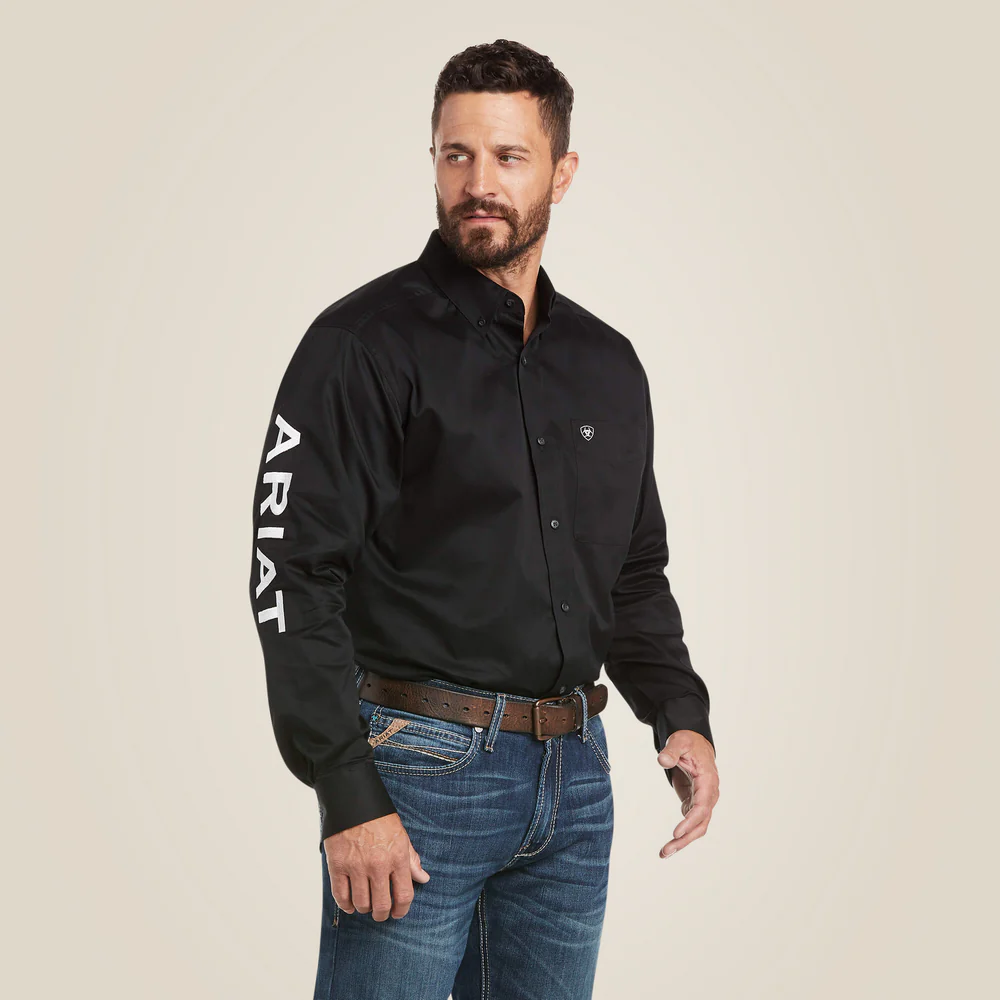 Team Logo Twill Classic Fit Shirt - 001-Black|White | Ariat 10017497 - Image 4
