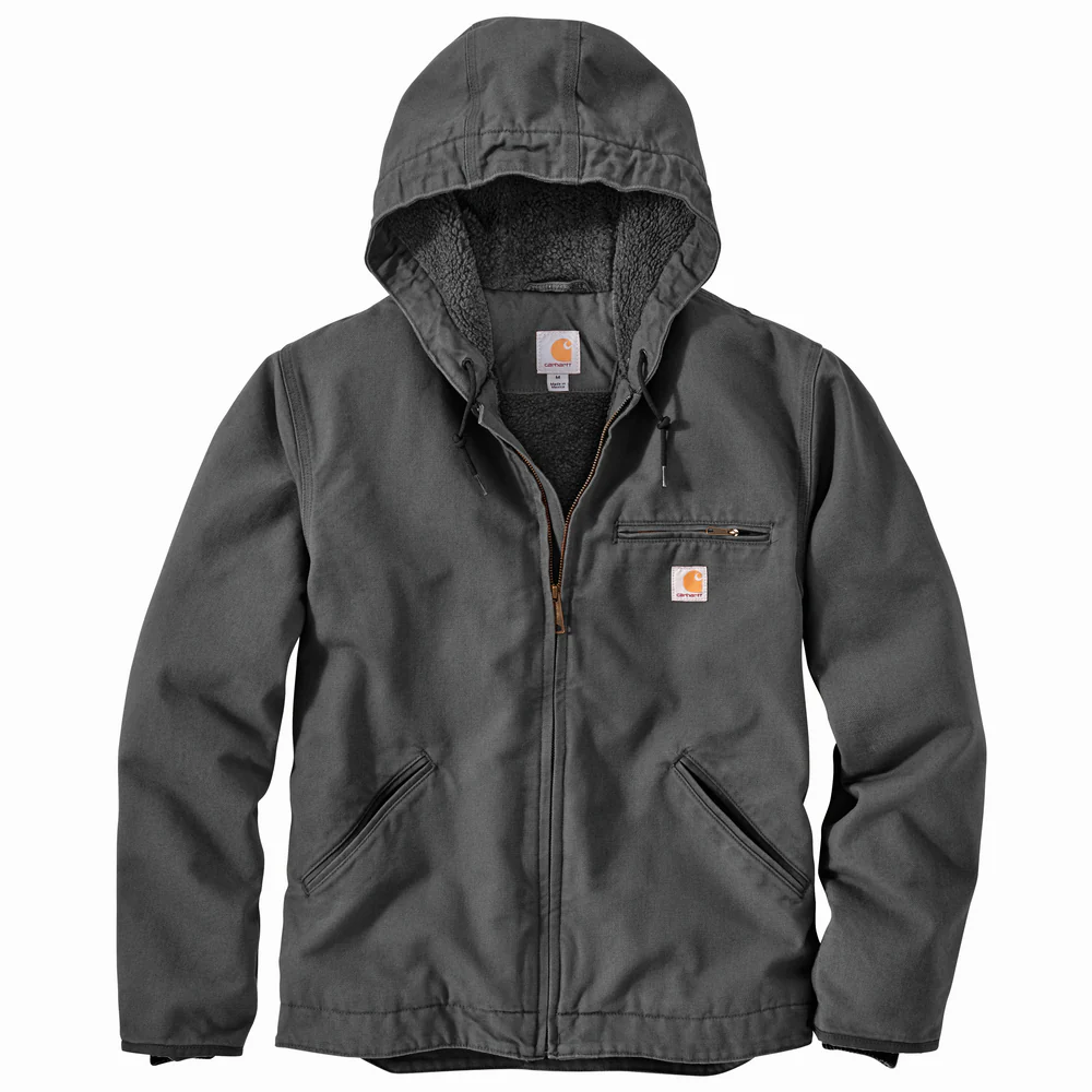 WASHED DUCK SHERPA LINED HOODED JACKET - GVL-Gravel | Carhartt 104392