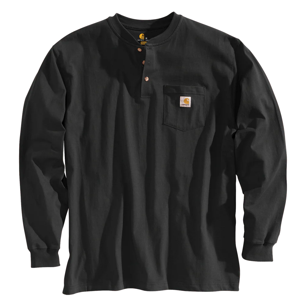 WORKWEAR POCKET LONG SLEEVE HENLEY - BLK-Black | Carhartt K128 - Image 2