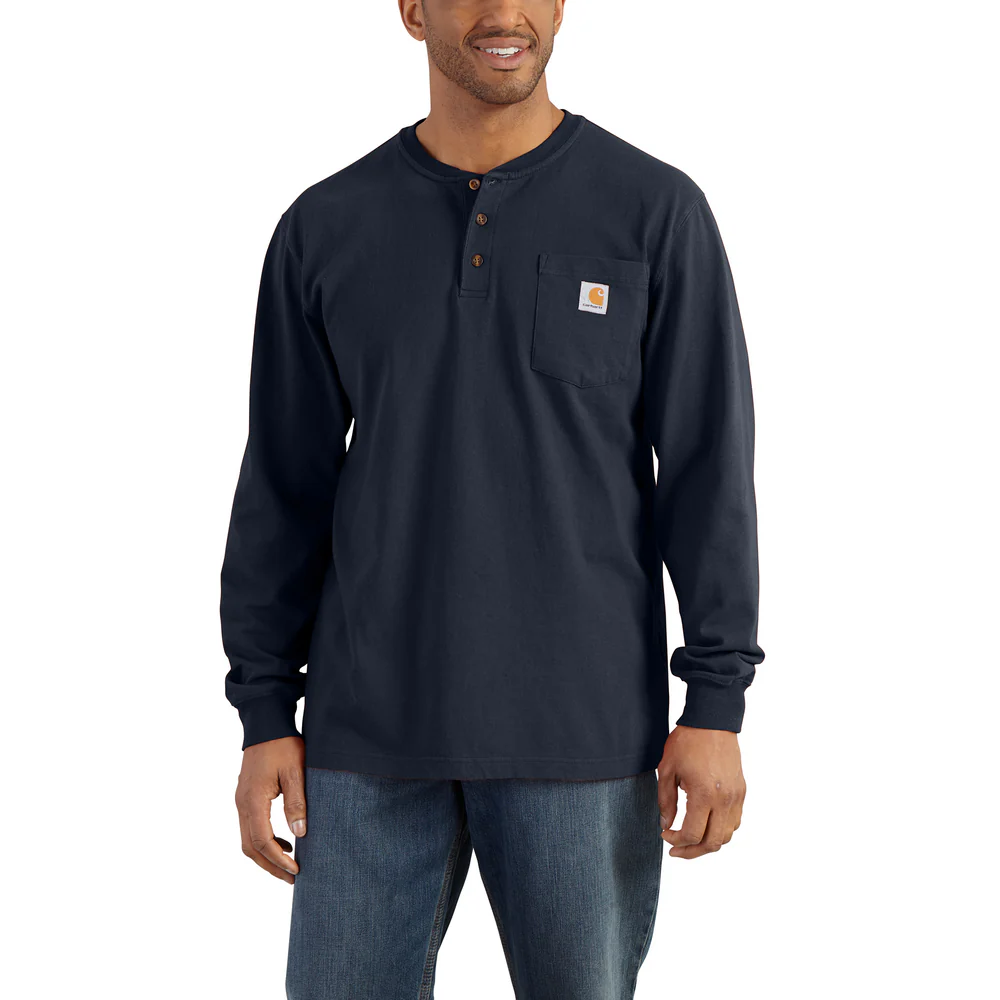 WORKWEAR POCKET LONG SLEEVE HENLEY - NVY-Navy | Carhartt K128