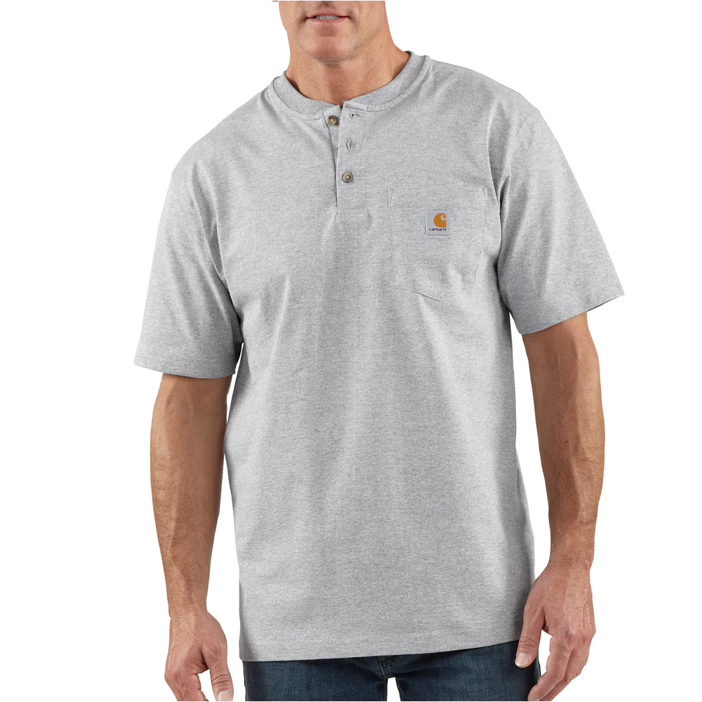 WORKWEAR POCKET SHORT SLEEVE HENLEY - HGY-Heather Gray | Carhartt K84